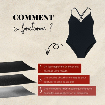 Maillot menstruel noir 1 pièce Ondine-Bain-Elia Lingerie