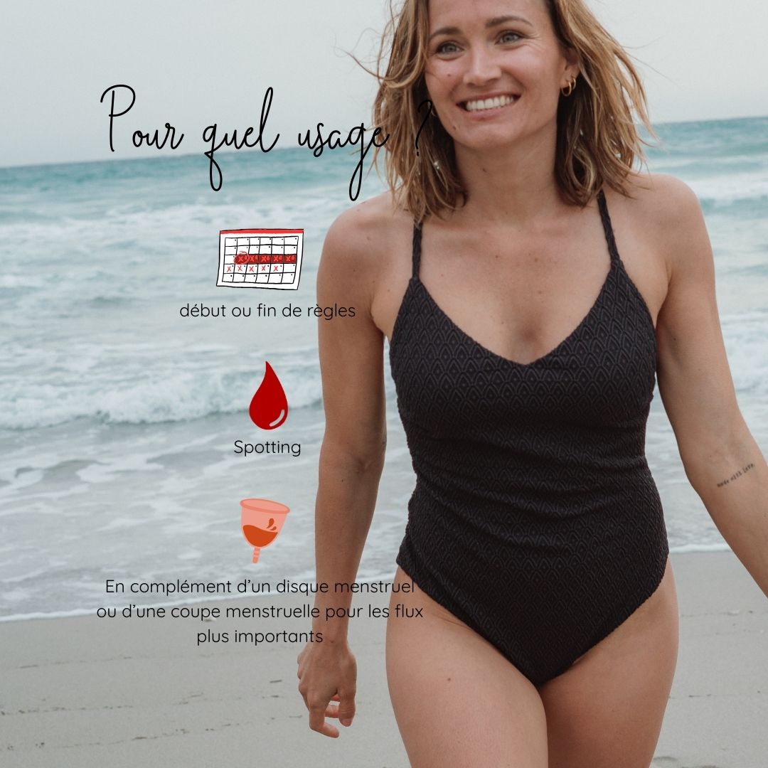 Maillot menstruel noir 1 pièce Ondine-Bain-Elia Lingerie